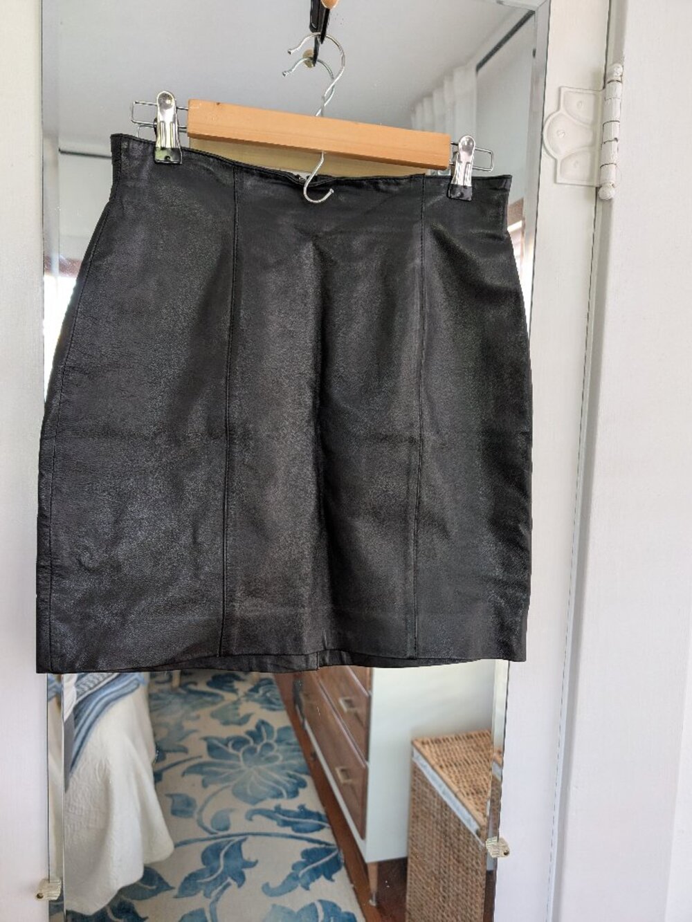 Vintage Lord & Taylor Black Lambskin Leather High Waist Micro Mini Skirt - 6P